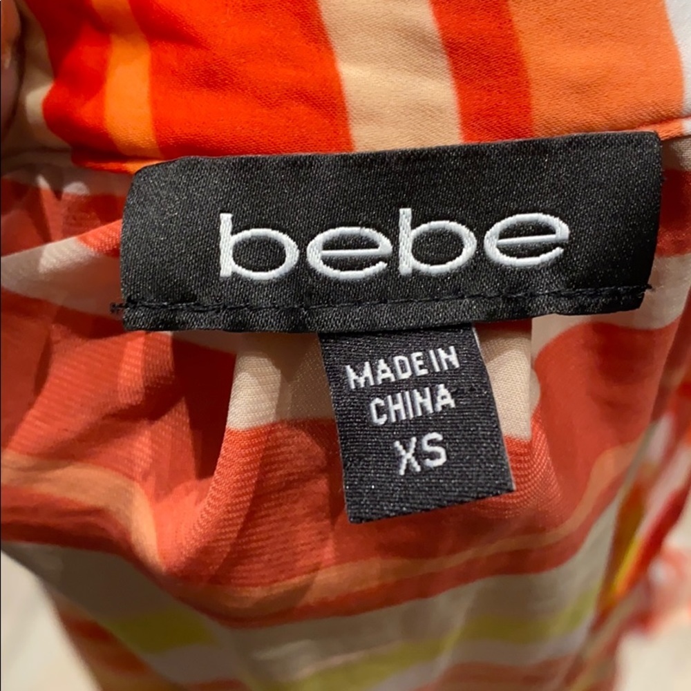 Bebe Cold Shoulder Colorful Striped Top Size XS - Picture 5 of 5